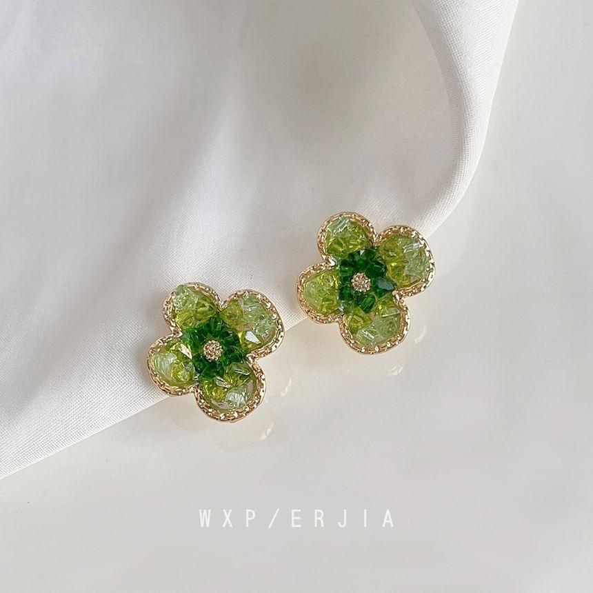 Cuff Crystal Ear Clover Faux Alloy
