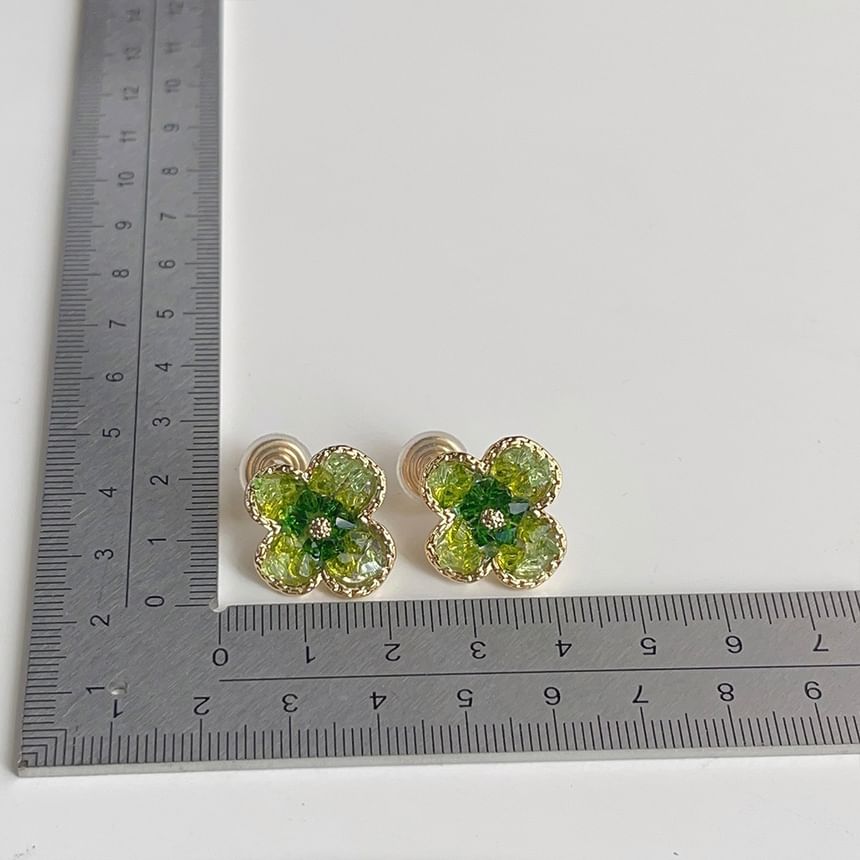 Cuff Crystal Ear Clover Faux Alloy