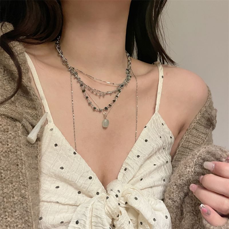 Alloy Pendant Layered Turquoise Choker