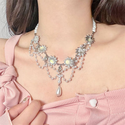 Faux Layered Pearl Choker Alloy