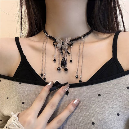 Butterfly Faux / Leather Choker Alloy Studded