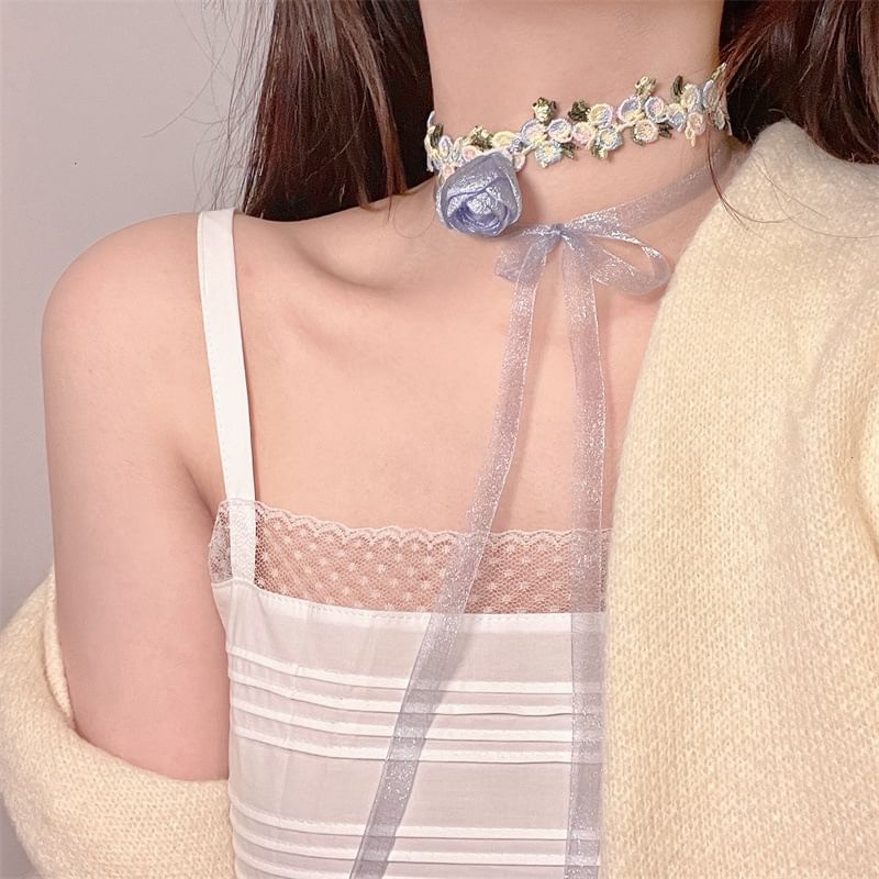 Rose Choker Ribbon Lace
