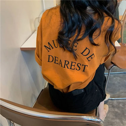 Crew Lettering Short-Sleeve Print T-Shirt Neck