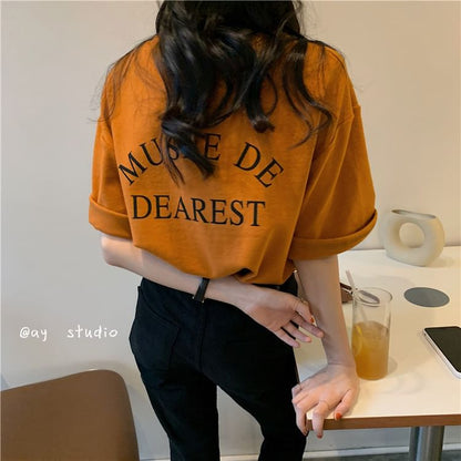 Crew Lettering Short-Sleeve Print T-Shirt Neck