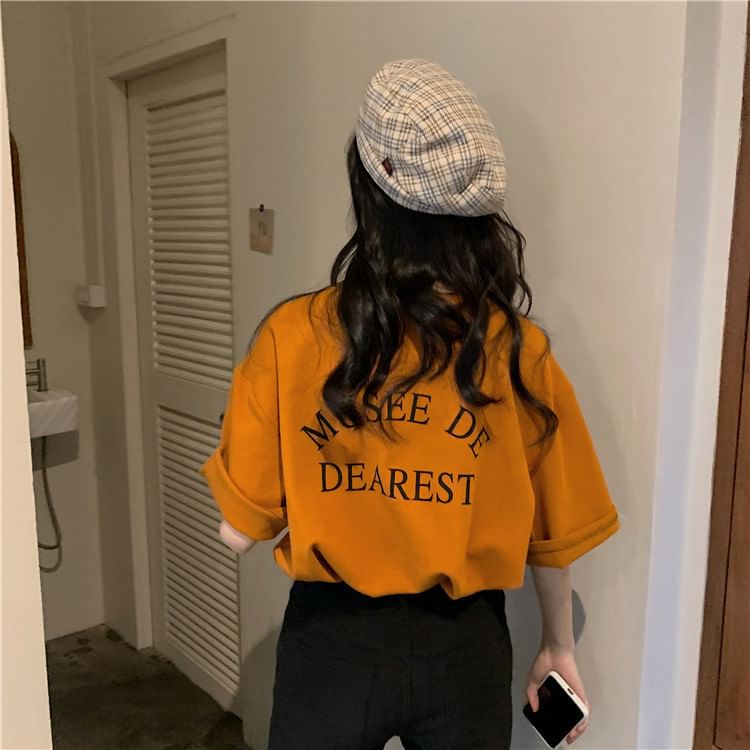 Crew Lettering Short-Sleeve Print T-Shirt Neck