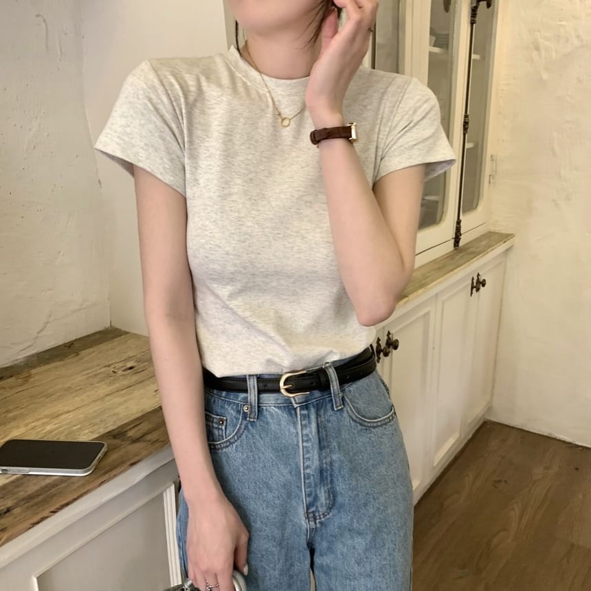 Neck Tee Crew Short-Sleeve Plain
