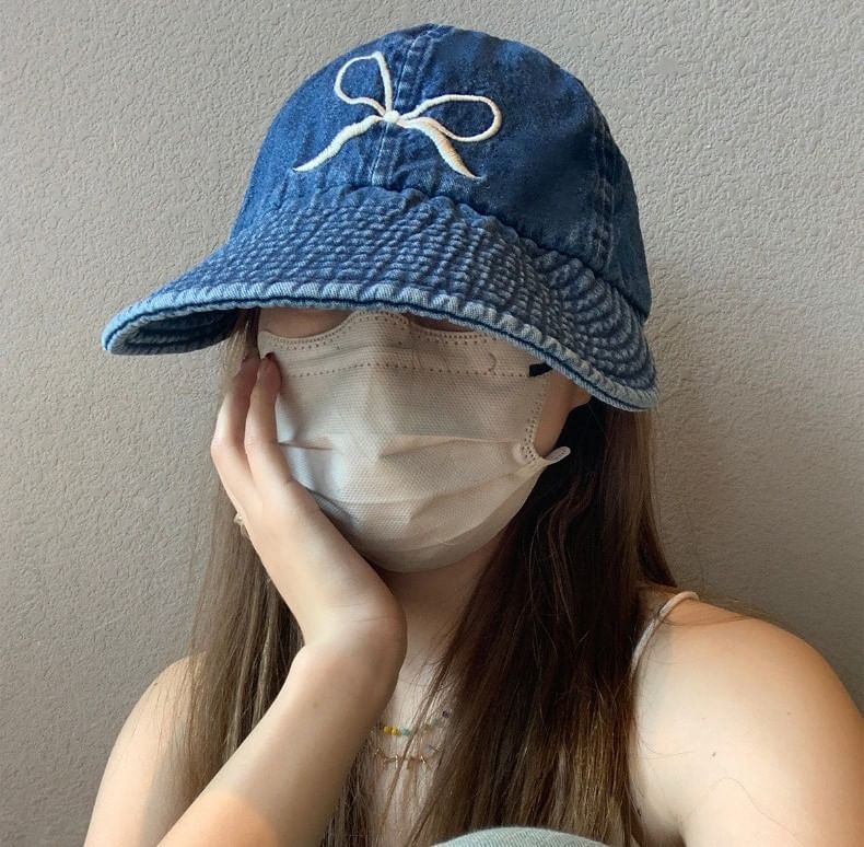 Bow Cap Embroidered Baseball Denim