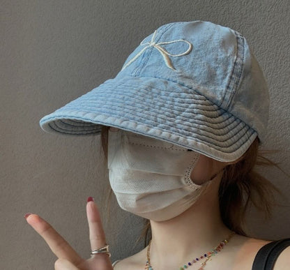 Bow Cap Embroidered Baseball Denim