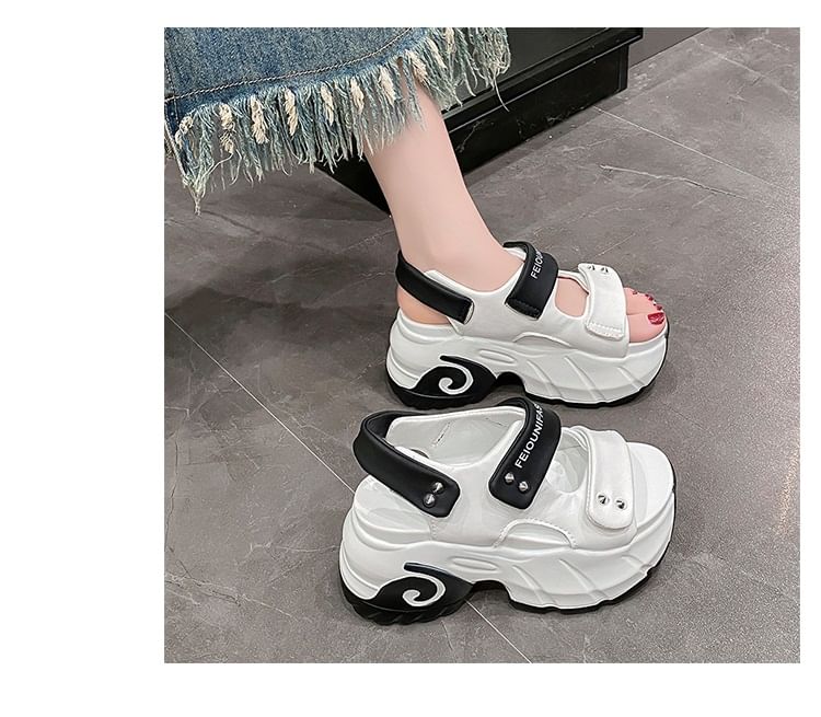 Two Studded Slingback Sandals Adhesive Tone Platform Strap