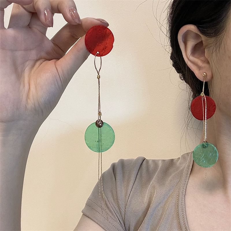 Disc Alloy Earring Dangle Asymmetrical