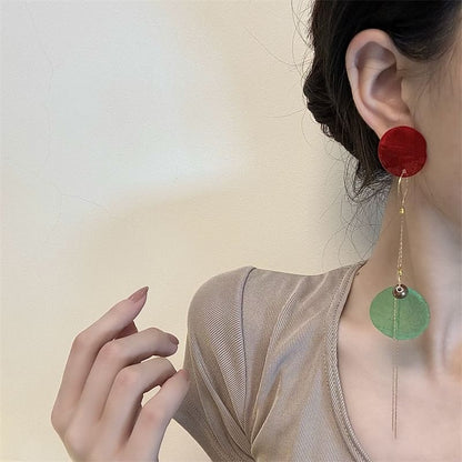 Disc Alloy Earring Dangle Asymmetrical