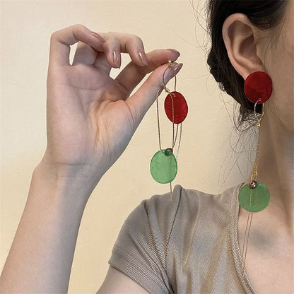 Disc Alloy Earring Dangle Asymmetrical