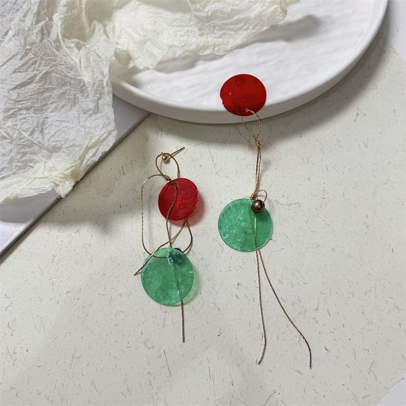 Disc Alloy Earring Dangle Asymmetrical