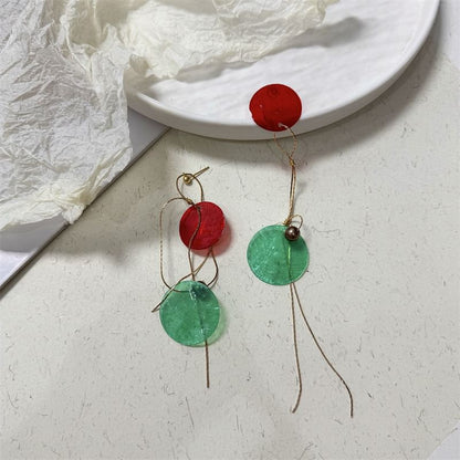 Disc Alloy Earring Dangle Asymmetrical