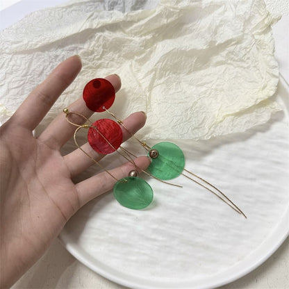 Disc Alloy Earring Dangle Asymmetrical