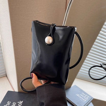 Faux Leather Crossbody Bag Plain