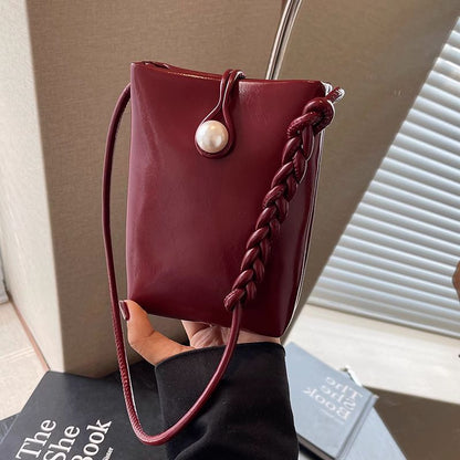 Faux Leather Crossbody Bag Plain