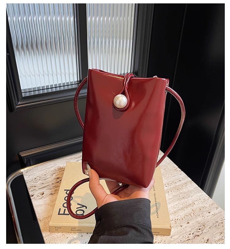 Faux Leather Crossbody Bag Plain