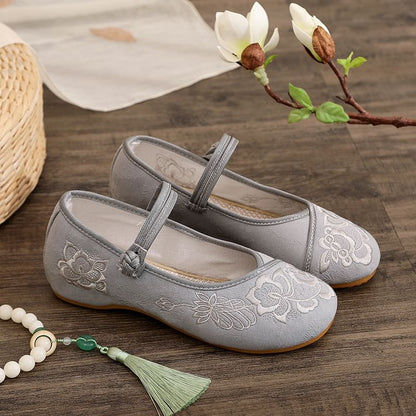 Flats Buttoned Frog Plain