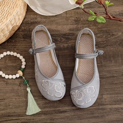 Flats Buttoned Frog Plain