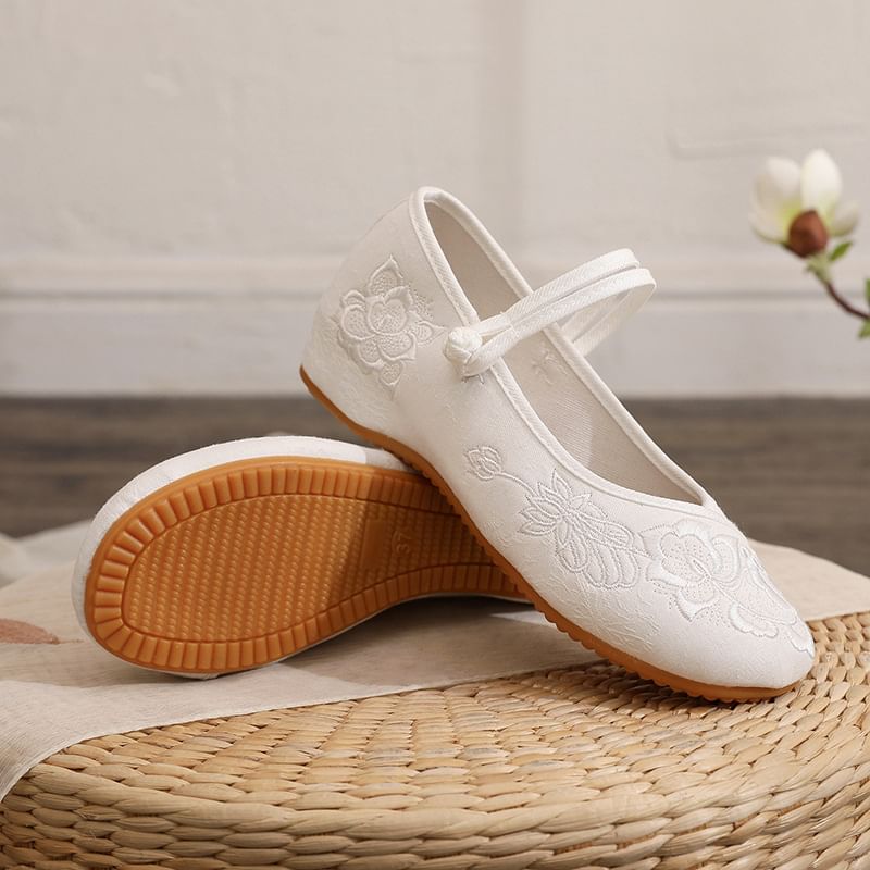 Flats Buttoned Frog Plain