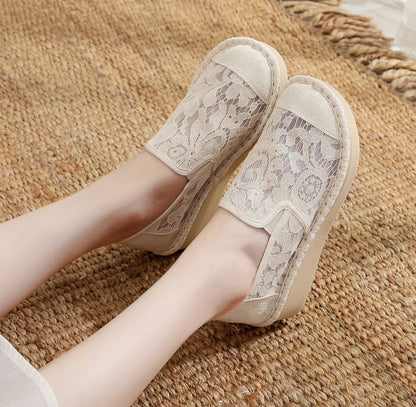 Wedge-Heel Lace Slip-Ons