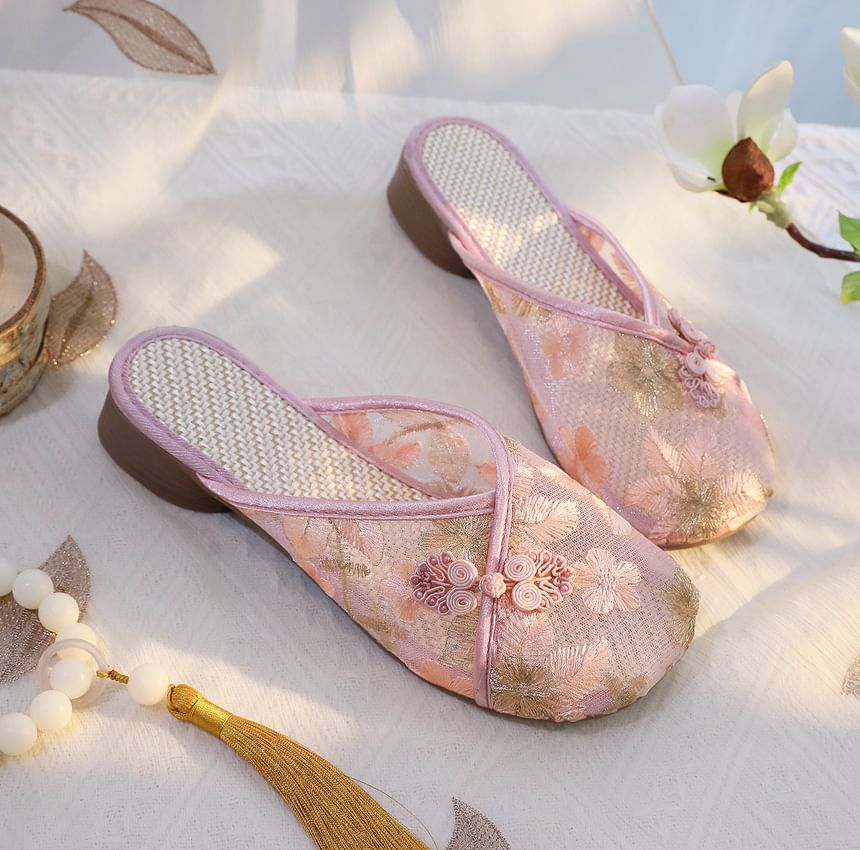 Lace Floral Mules
