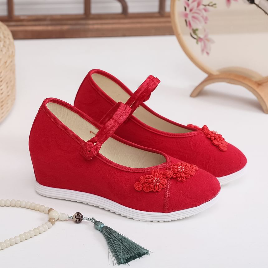 Floral Hidden-Wedge Textile Sandals