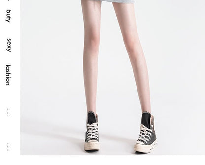 Pencil Mini Skirt Drawstring Waist Plain
