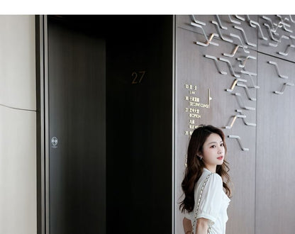 A-Line Print Midi Waist Elastic Floral Skirt