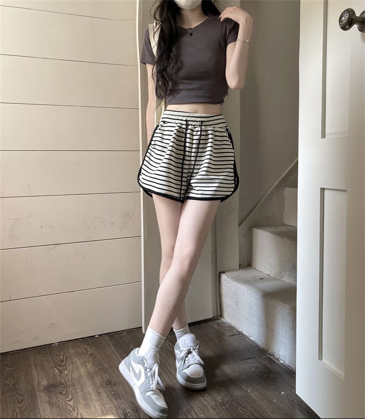 Shorts Drawstring Waist Striped