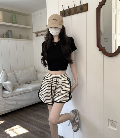 Shorts Drawstring Waist Striped