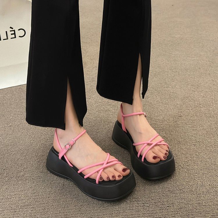 Sandals Platform Leather Faux
