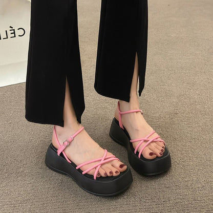 Sandals Platform Leather Faux