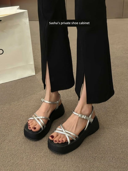 Sandals Platform Leather Faux