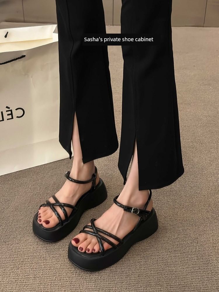 Sandals Platform Leather Faux