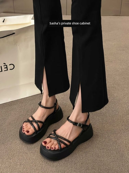 Sandals Platform Leather Faux