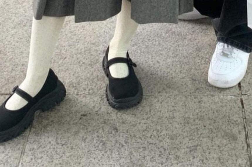 Sample Textile Platform Mary Jane Shoes