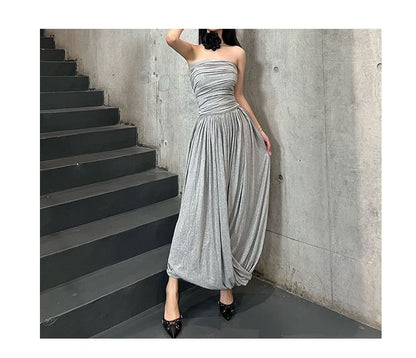 Dress Maxi Ruched Tube A-Line