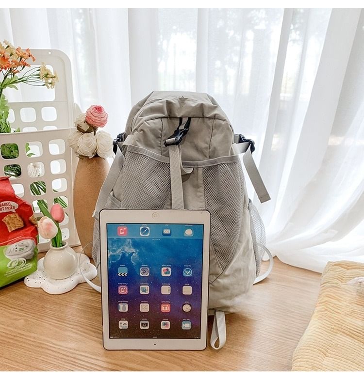 Mesh Star Panel Backpack Multi-Pocket Print