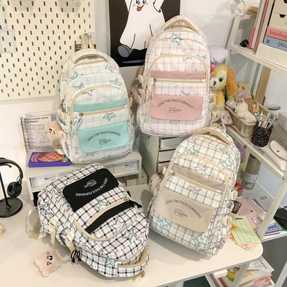 / Cartoon Backpack Bag Charm Set Print Multi-Pocket