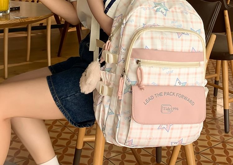 / Cartoon Backpack Bag Charm Set Print Multi-Pocket