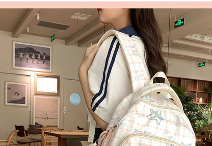 / Cartoon Backpack Bag Charm Set Print Multi-Pocket