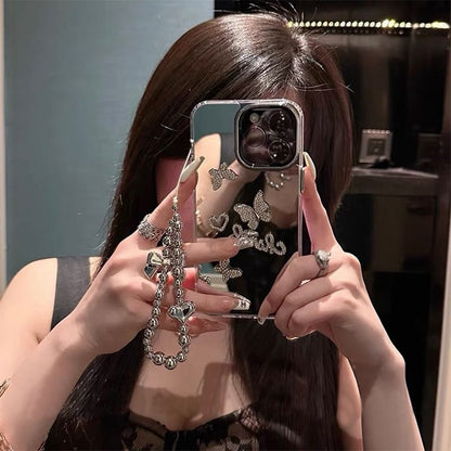 Butterfly Strap Mirrored Case Phone Set /