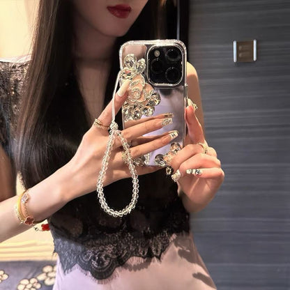 Case Phone Floral Mirrored Strap