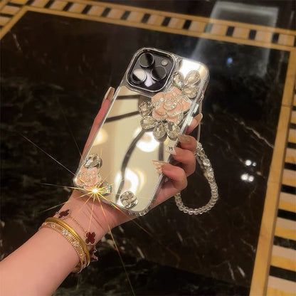 Case Phone Floral Mirrored Strap