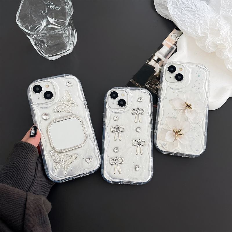 Case Phone Mirrored Floral Bow /