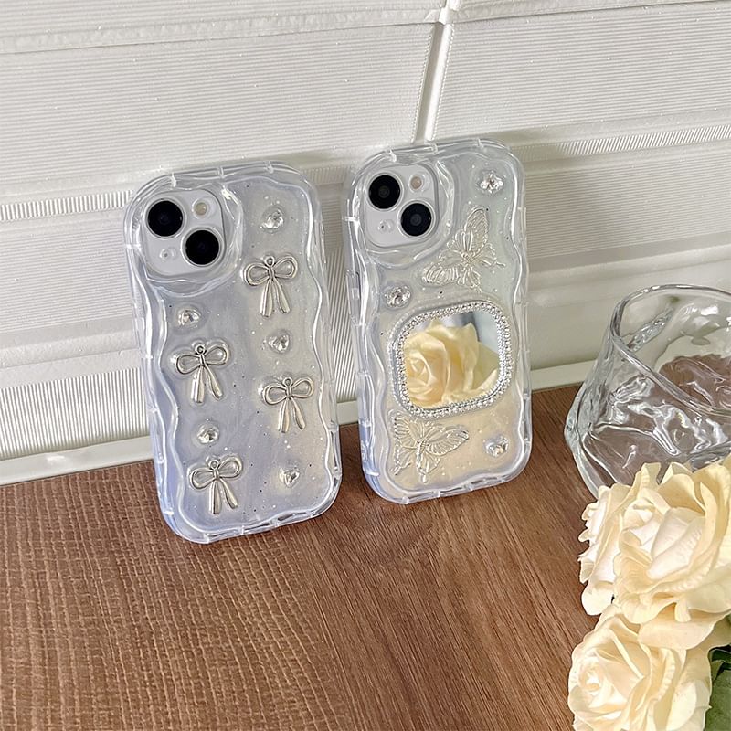 Case Phone Mirrored Floral Bow /