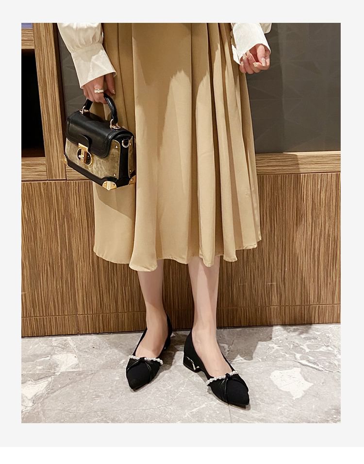 Faux Toe Pearl Pumps Pointed