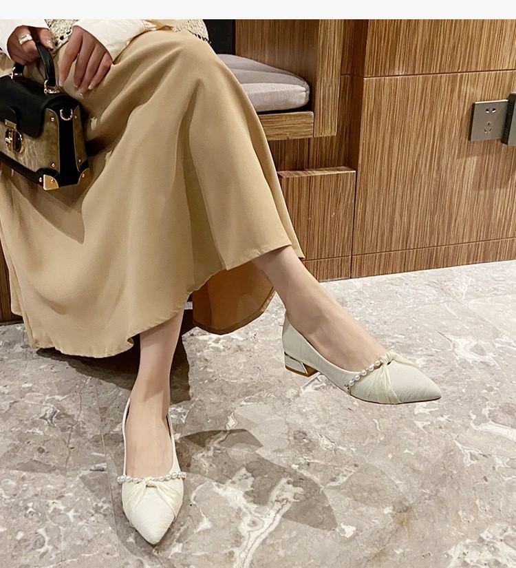 Faux Toe Pearl Pumps Pointed